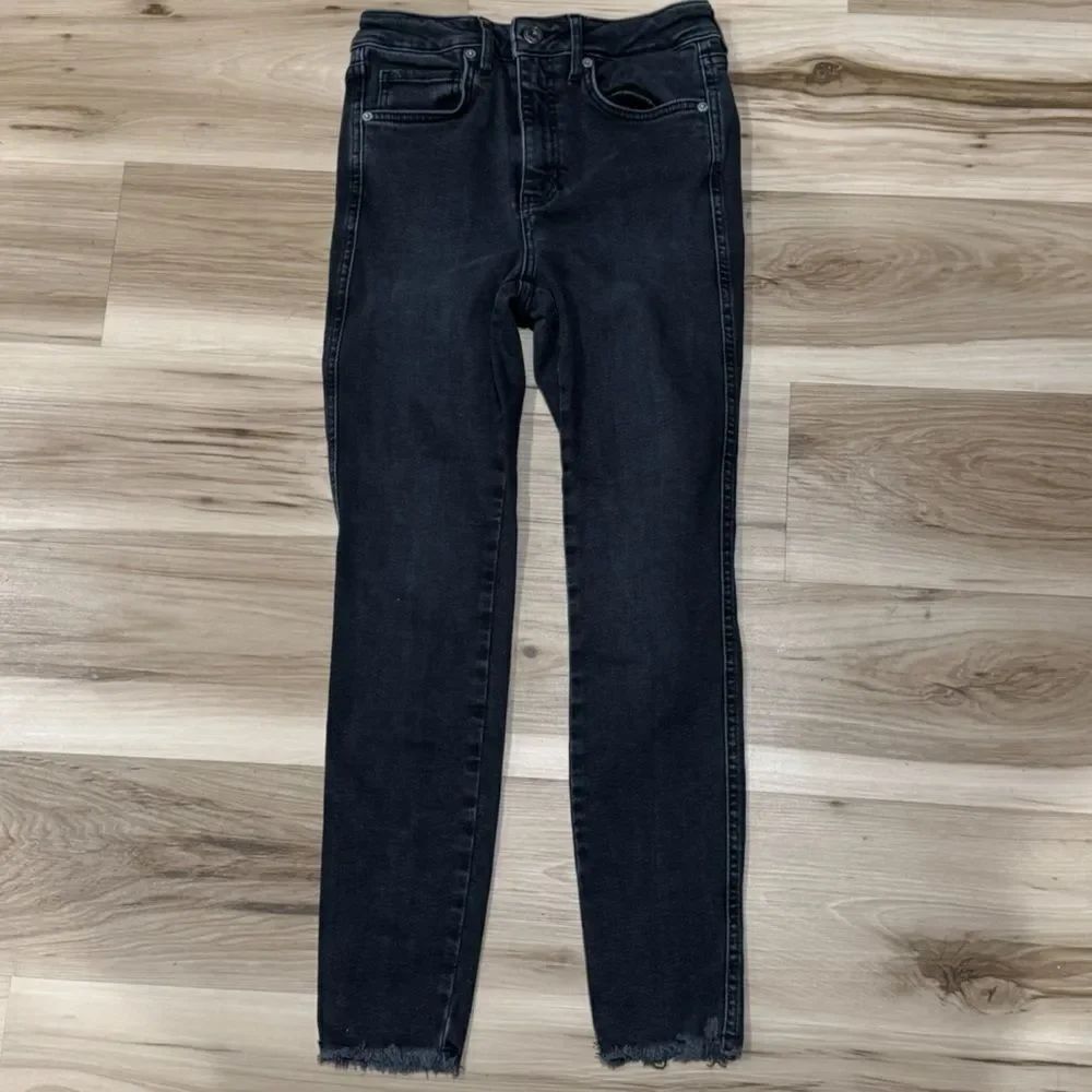 Free People We The Free Black Raw Hem Skinny High Waisted Jeans Women’s 28